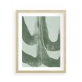 Plakat w ramie 40x50 - Nurtująca Kompozycja Zieleni - abstrakcyjne delikatne zielone linie, podobne do gałęzi kwiatów - rama drewno
