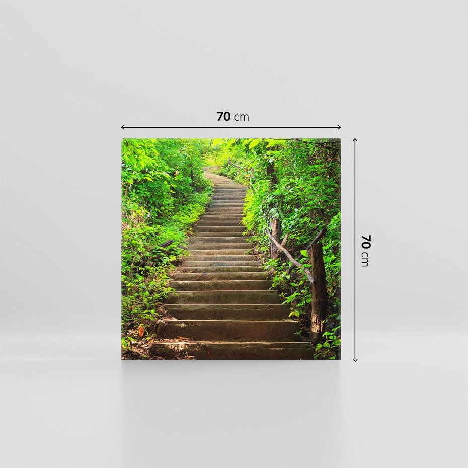 Obraz na płótnie 70x70 - Lasowa ścieżka pełna tajemnic - ścieżka, schody