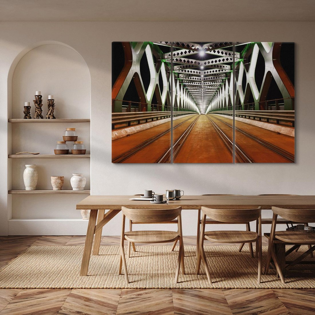 Obraz na płótnie 120x80 - Most kolejowy w nocy - most, kolej