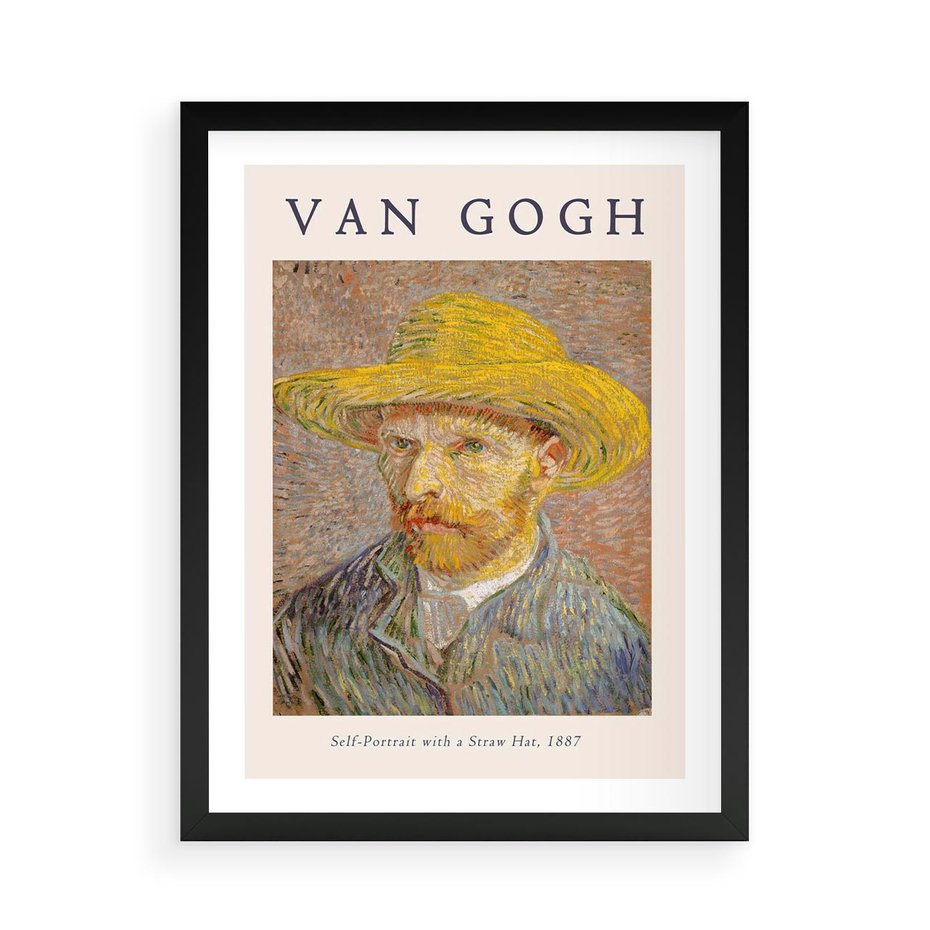 Plakat w ramie 50x70 - Autoportret van Gogha - van gogh, autoportret - rama czarna