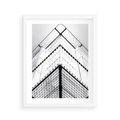 Plakat w ramie 40x50 - Elegancja Współczesnej Architektury: Wieżowiec w Monochromii - nowoczesna architektura, czarno biała fotografia - rama biała