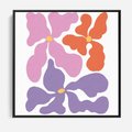 Obraz w ramie 50x50 - Bezgraniczne Wibracje - abstrakcyjne kolorowe kwiaty, minimlizm - rama czarna
