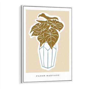 Obraz w ramie 50x70 - Rytmy Nowych Wizji - abstrakcyjne liście, tropikalne w wazonie - rama biała