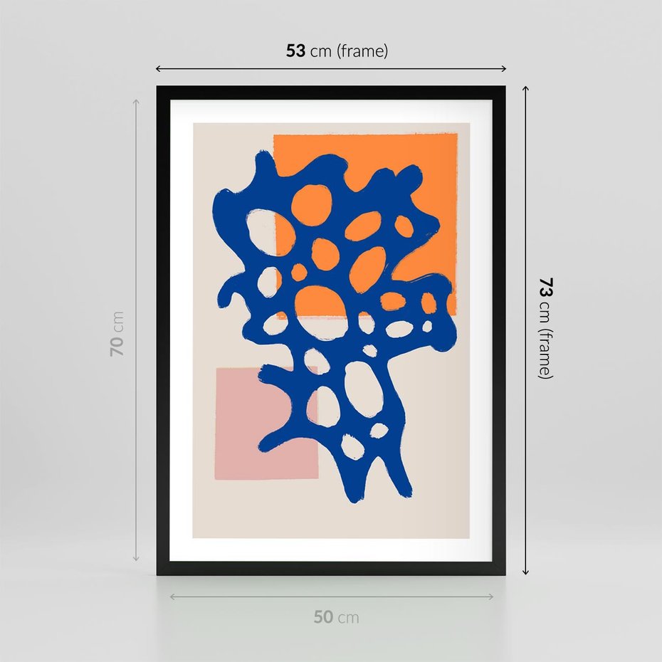 Plakat w ramie 50x70 - Delikatne Plamiste Refleksje - abstrakcja, nowoczesny plakat - rama czarna