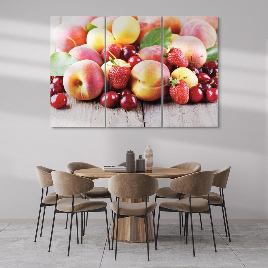 Obraz na płótnie 120x80 - brzoskwinie i wiśnie - owoce, brzoskwinie