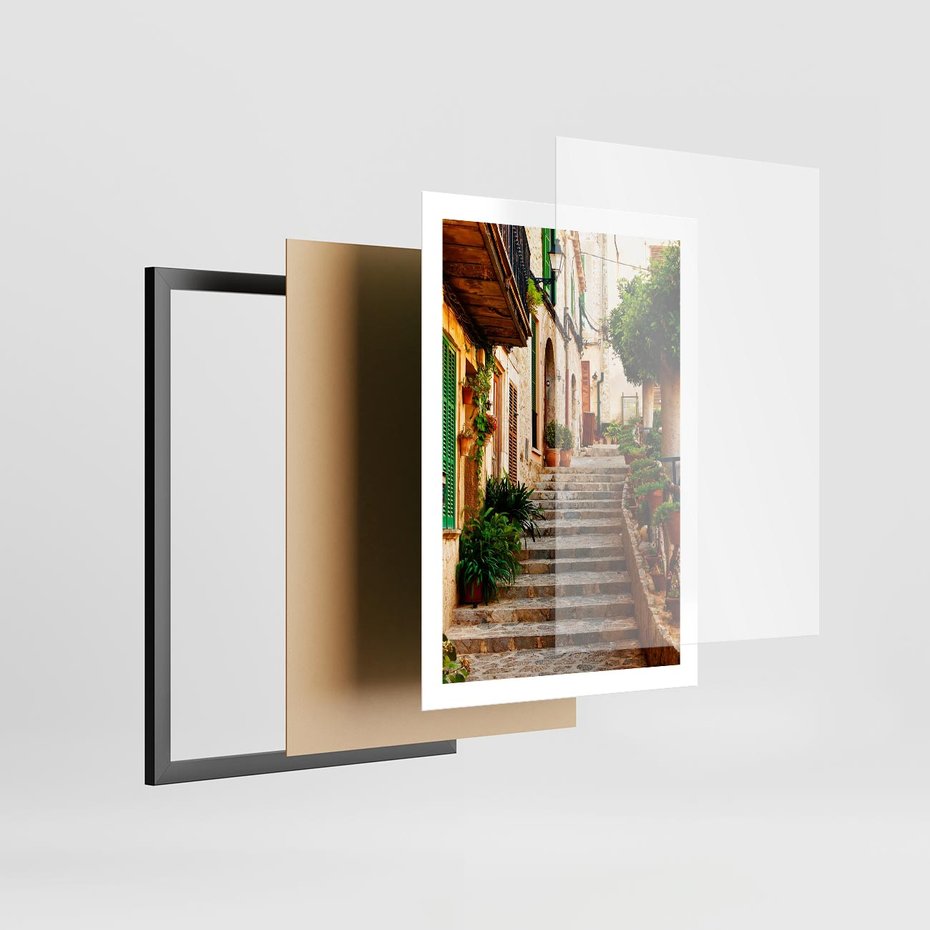 Plakat w ramie 50x70 - Uroczysta perspektywa uliczki - uliczka, perspektywa - rama czarna