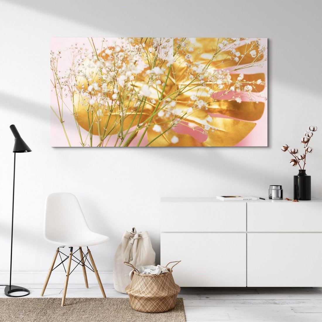 Obraz na płótnie 120x60 - Blask Natury - złote, liście