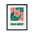 Plakat w ramie 40x50 - Retro Inspiracja - minimalistyczna kwiatowa kompozycja, pastelowe kolory - rama czarna
