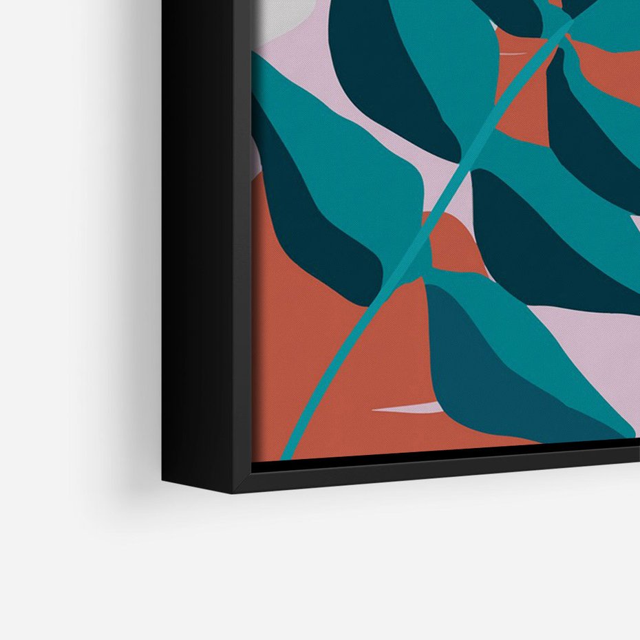 Obraz w ramie 70x100 - Harmonijne Formy - abstrakcyjna kompozycja kwiatowych form, kolor zgaszone - rama czarna