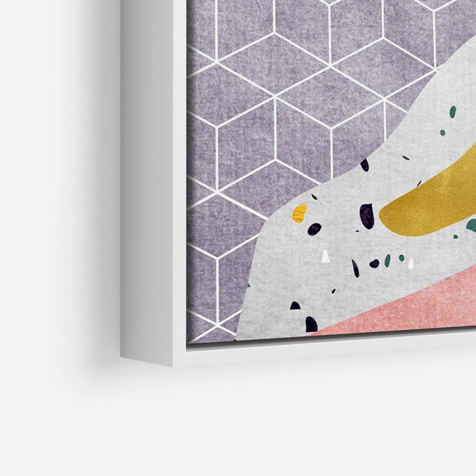 Obraz w ramie 70x50 - Eklektyczny Mix - kolaż, pastelowe abstrakcyjne plamy - rama biała