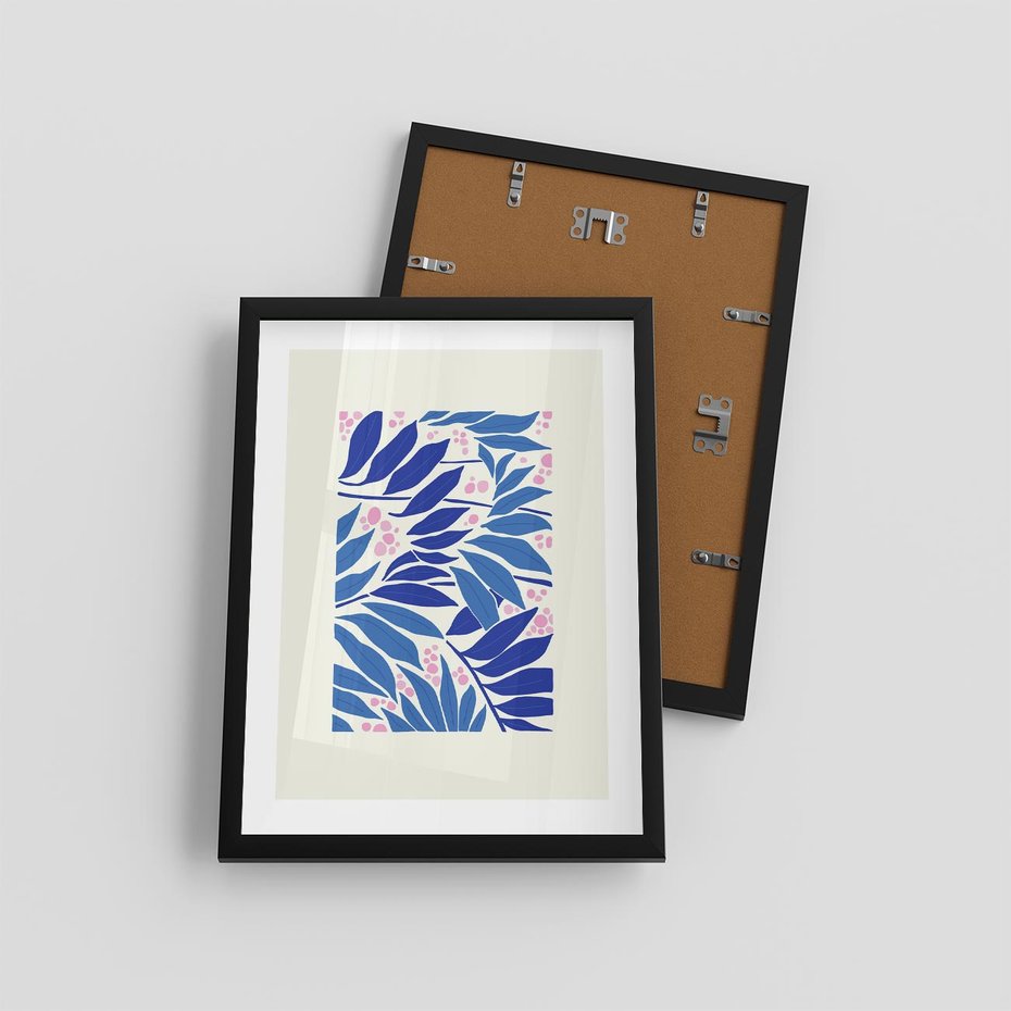 Plakat w ramie 30x40 - Kolorowy Wir - liściasta kompozycja, nowoczesny plakat - rama czarna