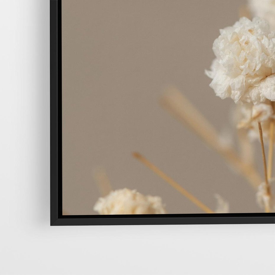 Obraz w ramie 50x50 - Przezroczyste piękno - gipsówka, suche - rama czarna