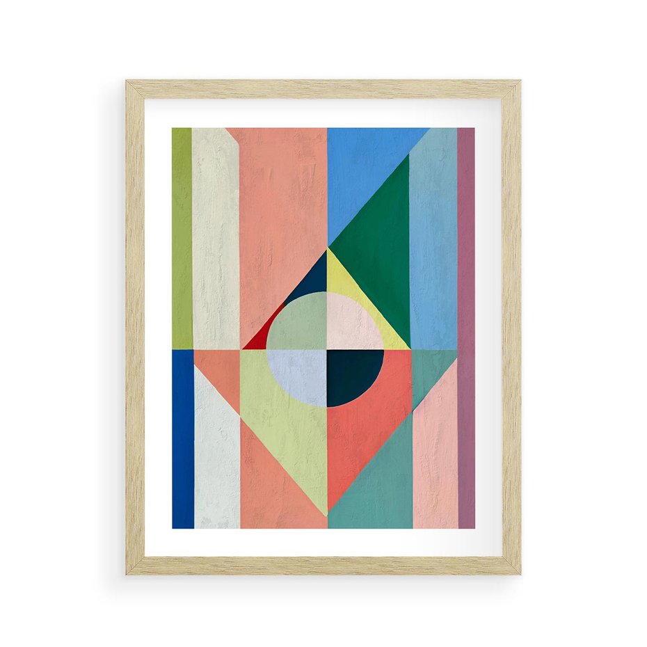 Plakat w ramie 40x50 - Księga Kolorowych Wizji - różne geometryczne formy, koła - rama drewno