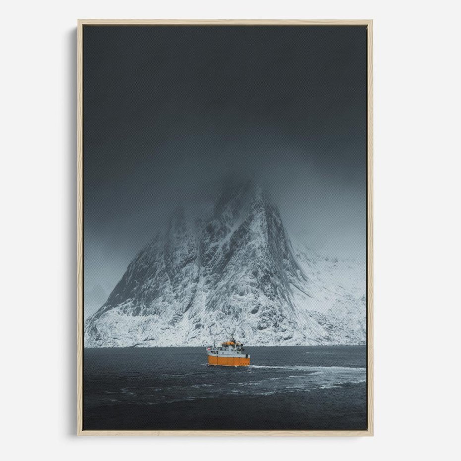 Obraz w ramie 50x70 - Skandynawski pejzaż - skadynawski, pejzaż - rama drewno