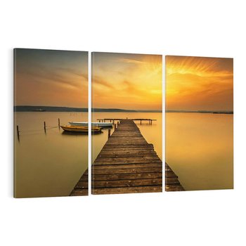 Obraz na płótnie 120x80 - Zachód słońca nad jeziorem: Piękno natury - zachód, słońca