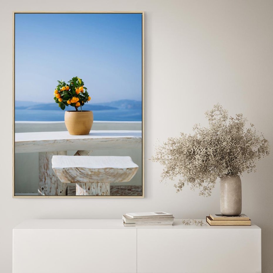 Obraz w ramie 80x120 - Uroki Santorini - Santorini, Grecja - rama drewno