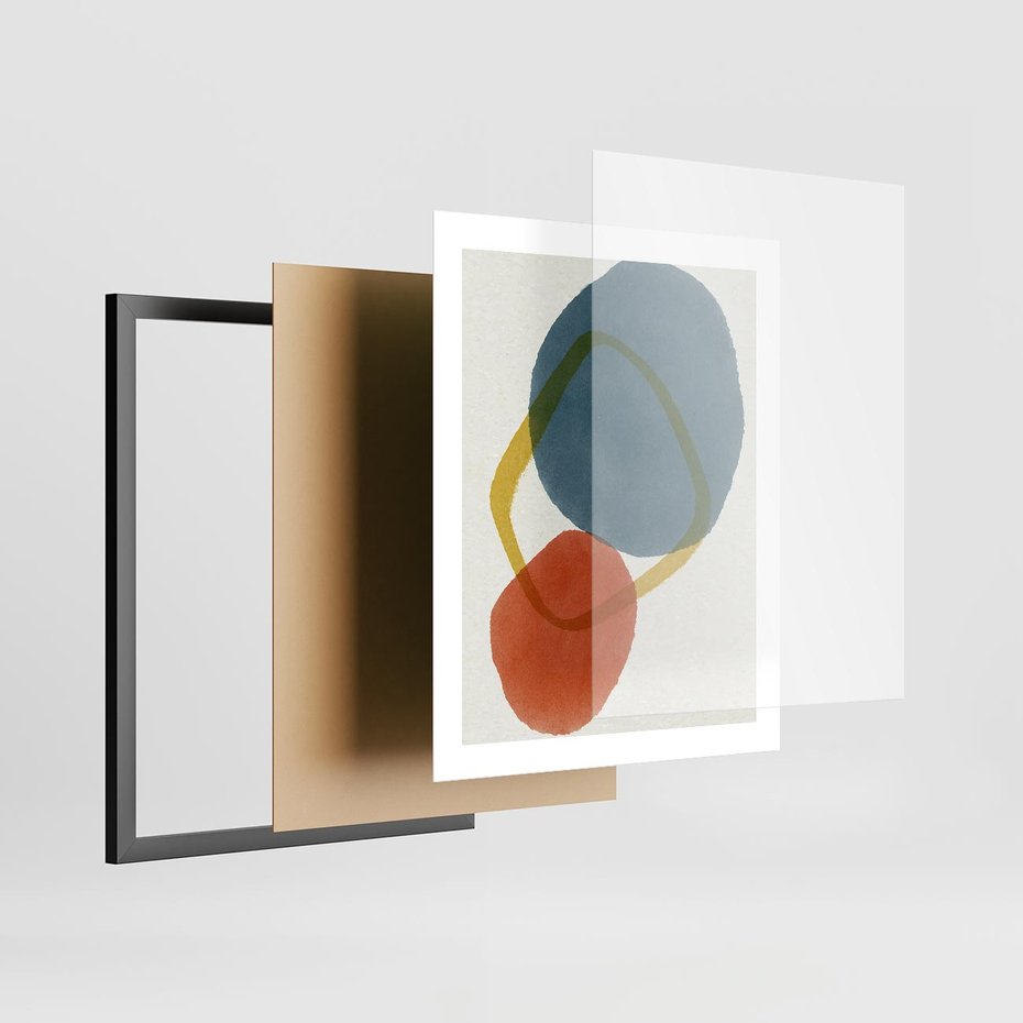 Plakat w ramie 40x50 - Modernistyczna Abstrakcja: Kolorowe Plamy - abstrakcja, modern - rama czarna