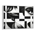 Obraz w ramie 70x50 - Harmonia świateł i cieni - abstrakcja czarno biała, geometria - rama biała