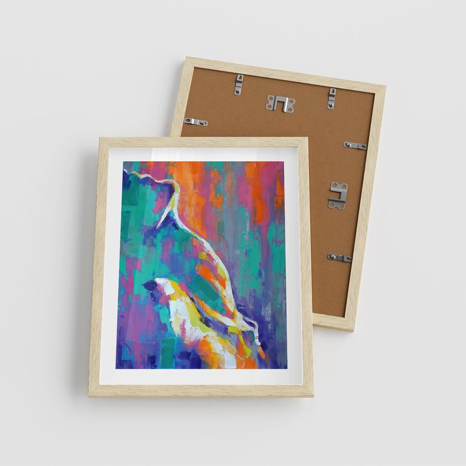 Plakat w ramie 40x50 - Olejne Wibrujące Emocje - abstrakcyjny obraz, różne kolorowe maźnięcia pędzla - rama drewno