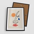 Plakat w ramie 50x70 - Impresje Plam - abstrakcyjny obraz, przypomina twarz - rama czarna