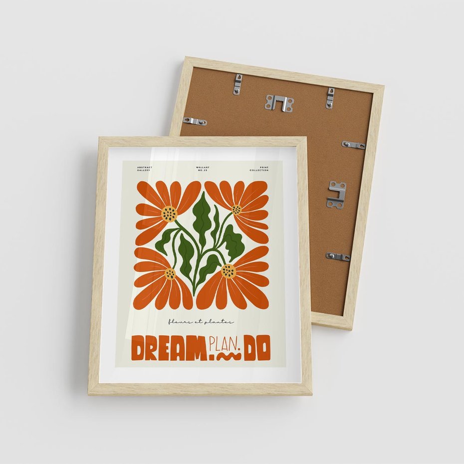 Plakat w ramie 40x50 - Księga Abstrakcji - sztuka nowoczesna, kolorowe kwiaty - rama drewno