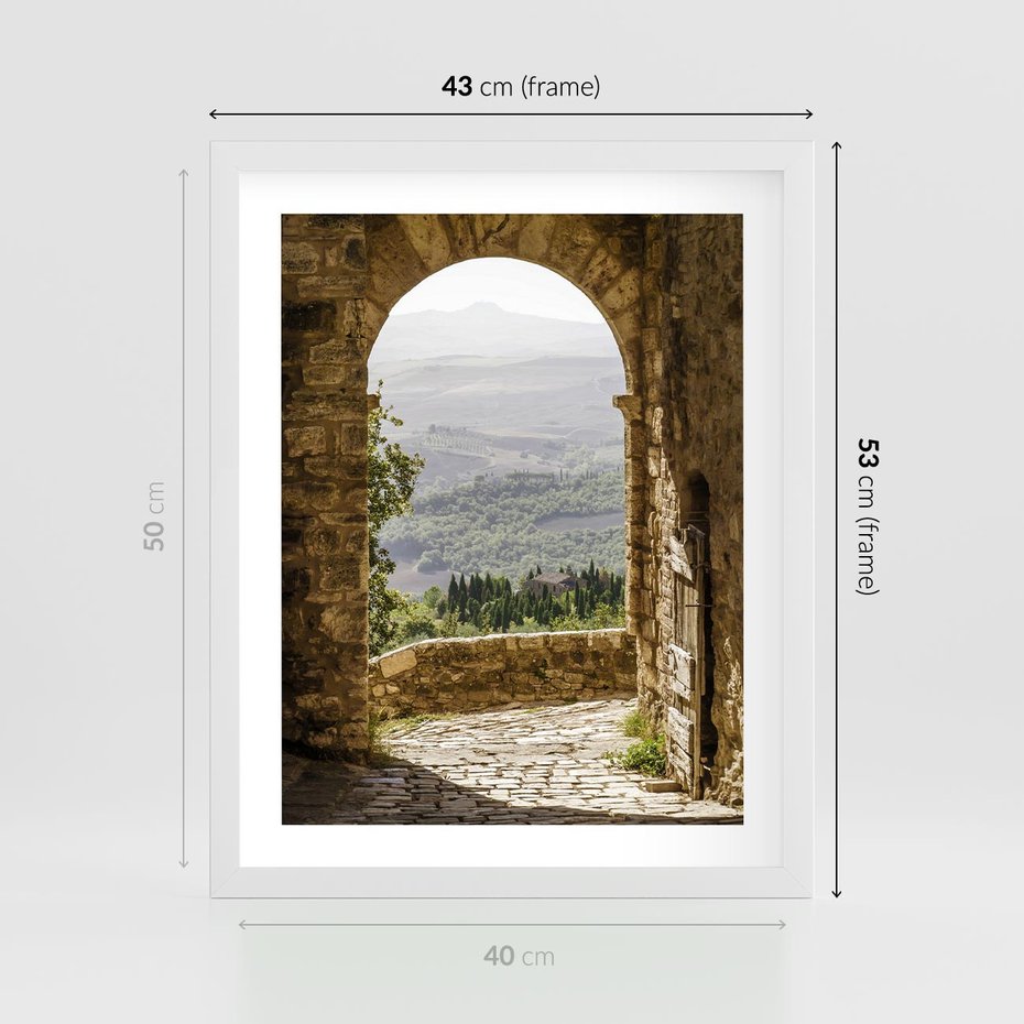 Plakat w ramie 40x50 - Słoneczne Piękno Włoch i Prowansji - Włochy, Prowansja - rama biała
