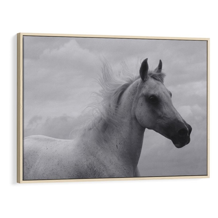 Obraz w ramie 100x70 - Moc i Wolność - czarno biała fotografia, biały - rama drewno