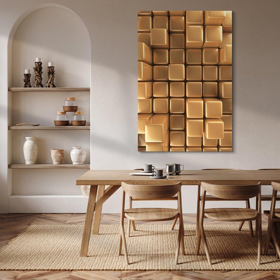 Obraz na płótnie 50x70 - Błyszcząca Elegancja - złoto, 3d