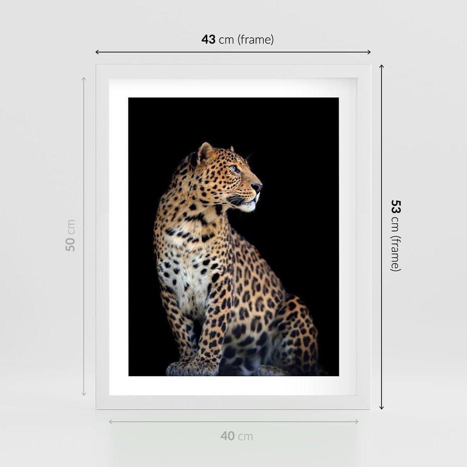 Plakat w ramie 40x50 - Elegancja Jaguarowej Pantery - jaguar, pantera - rama biała