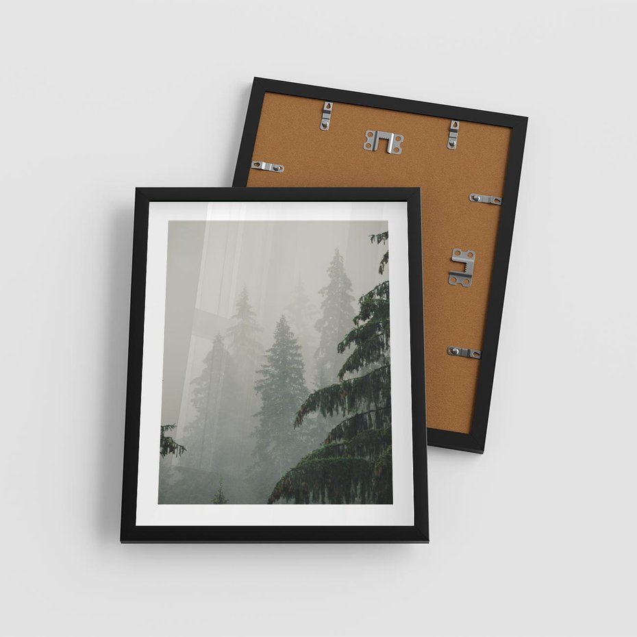 Plakat w ramie 40x50 - Mglista przemiana lasu - las, mgła - rama czarna
