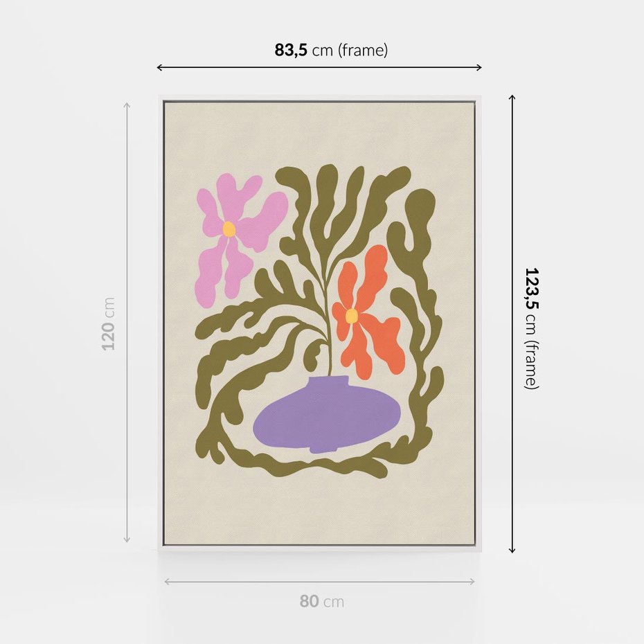 Obraz w ramie 80x120 - Kolorowe Echa - kwiaty, abstrakcja - rama biała