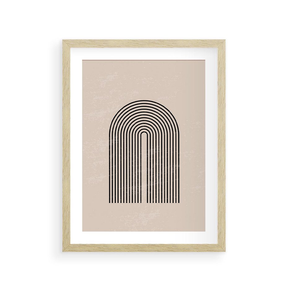 Plakat w ramie 30x40 - Migocące Echa - abstrakcyjne linie, geometria - rama drewno