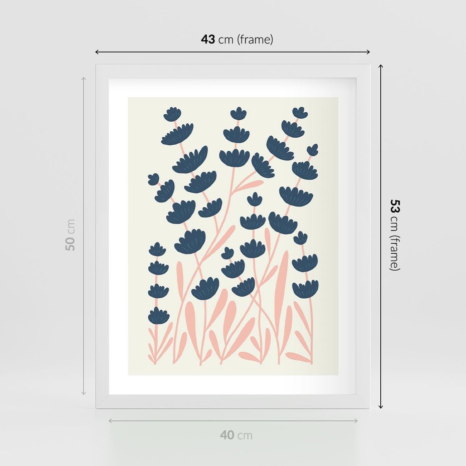 Plakat w ramie 40x50 - Migotliwe Kształty - kwiaty, rośliny - rama biała