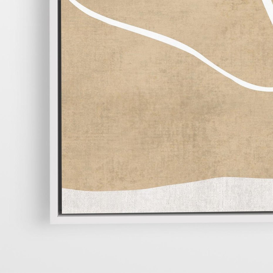 Obraz w ramie 80x80 - Beżowa Harmonia - abstrakcyjne, nieregularne plamy - rama biała