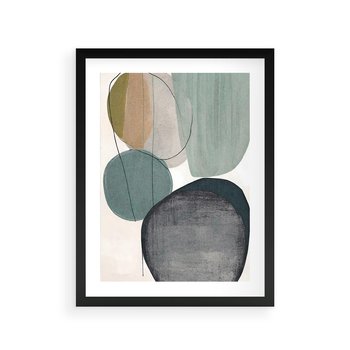 Plakat w ramie 40x50 - Plama za Plamą - abstrakcyjny obraz olejny, plamy - rama czarna