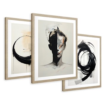 Zestaw obrazy w ramie 30x40 galeria - loft, abstrakcja, industrialny - rama drewno