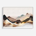 Obraz w ramie 70x50 - Góry Tonące w Pastelach - złote pastelowe góry, akwarela - rama biała