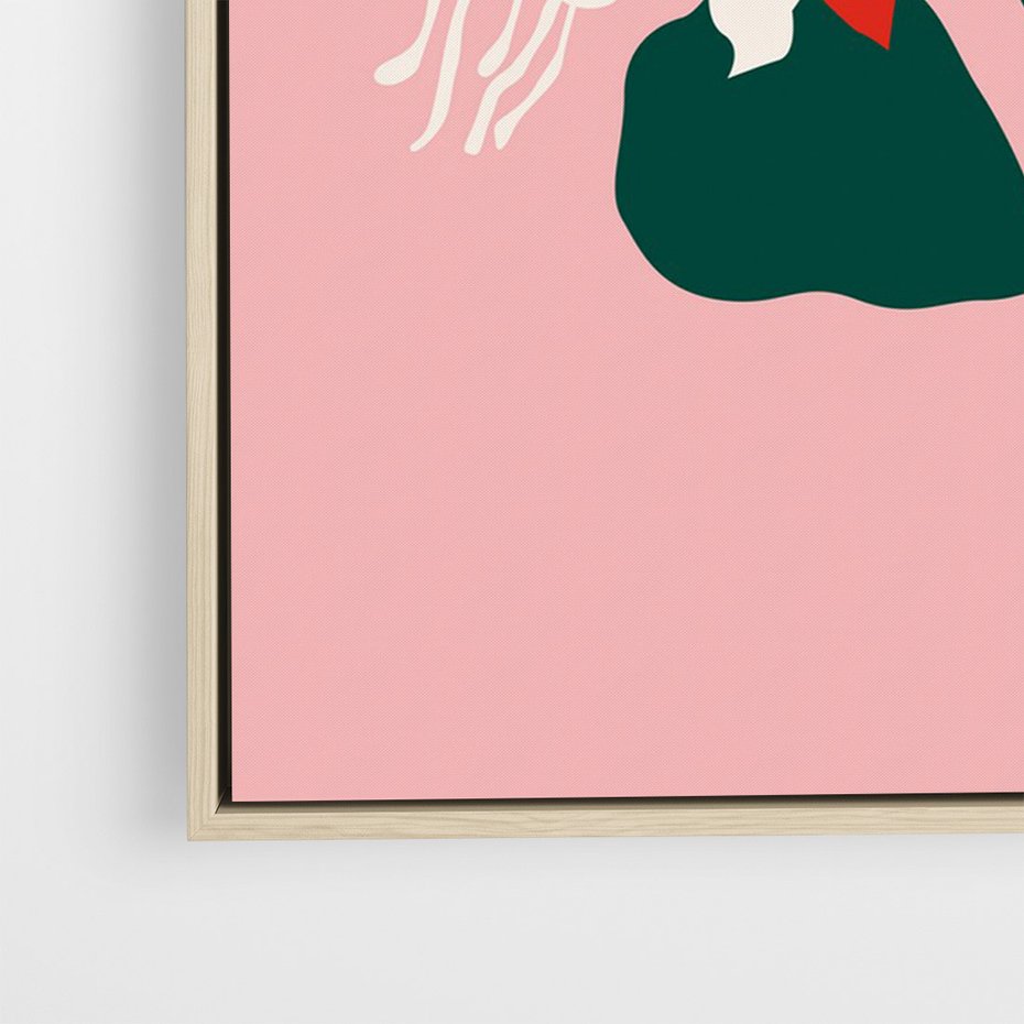 Obraz w ramie 70x100 - Migotliwa Kreatywność - abstrakcyjne kwiaty, różowe tło - rama drewno