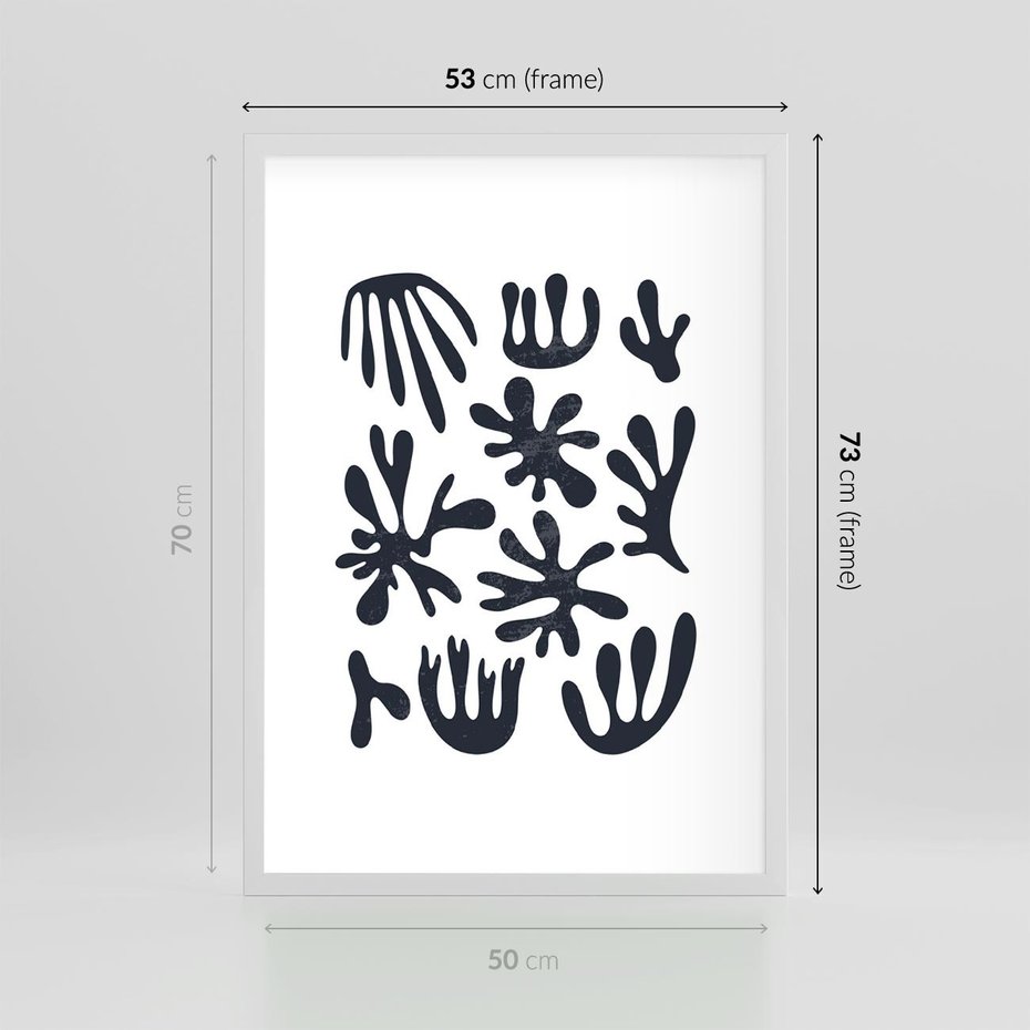 Plakat w ramie 50x70 - Rozmyte Granice Wspomnień - inspiracja mattise, abstrakcja - rama biała