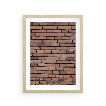 Plakat w ramie 30x40 - Mur cegieł: industrialny urok - cegły, mur - rama drewno