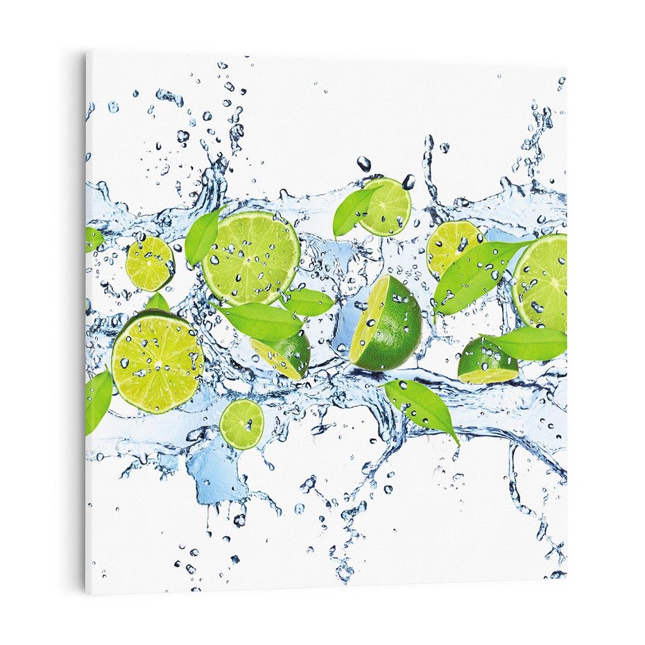 Obraz na płótnie 70x70 - Świeżość limonki i błękity wody - limonka, woda
