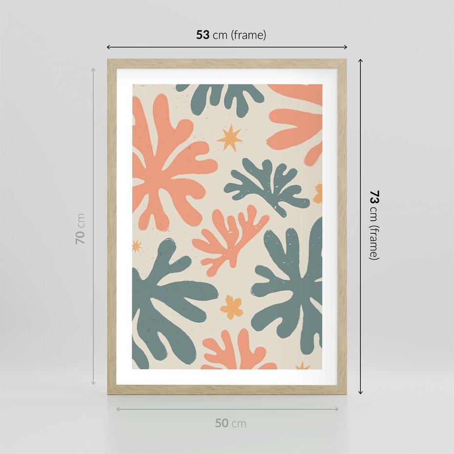 Plakat w ramie 50x70 - Boho Wybuch - boho formy, kształty - rama drewno