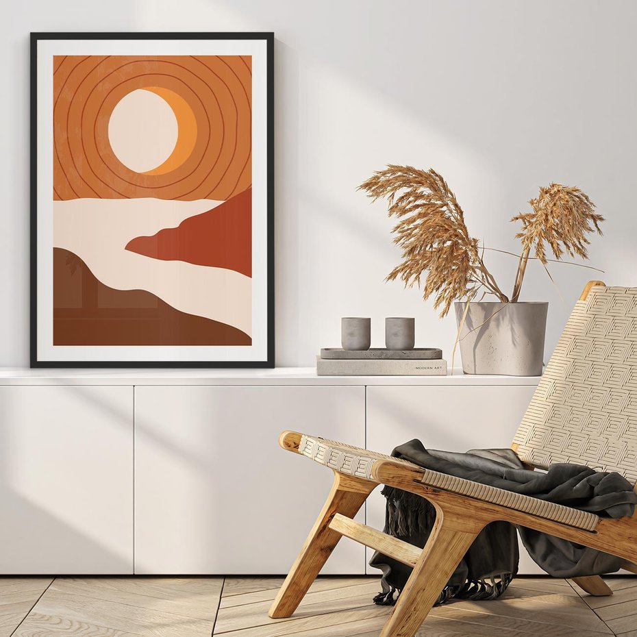 Plakat bez ramy 30x40 - Sztuka Zachodu Słońca: Nowoczesna Sceneria - plakat, nowoczesna grafika