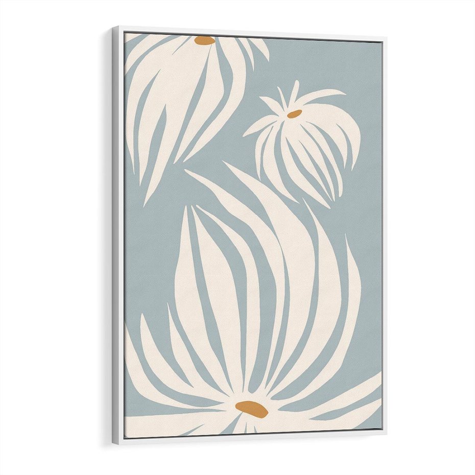 Obraz w ramie 70x100 - Kwiatowe Kształty - kwiaty, nowoczesne i minimalistyczne - rama biała