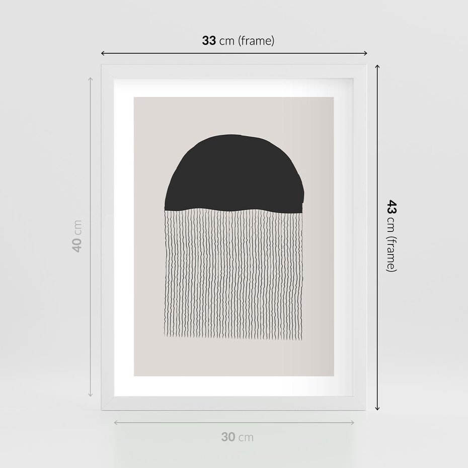 Plakat w ramie 30x40 - Wewnętrzne Widzenia - abstrakcyjna kompozycja, półkole - rama biała