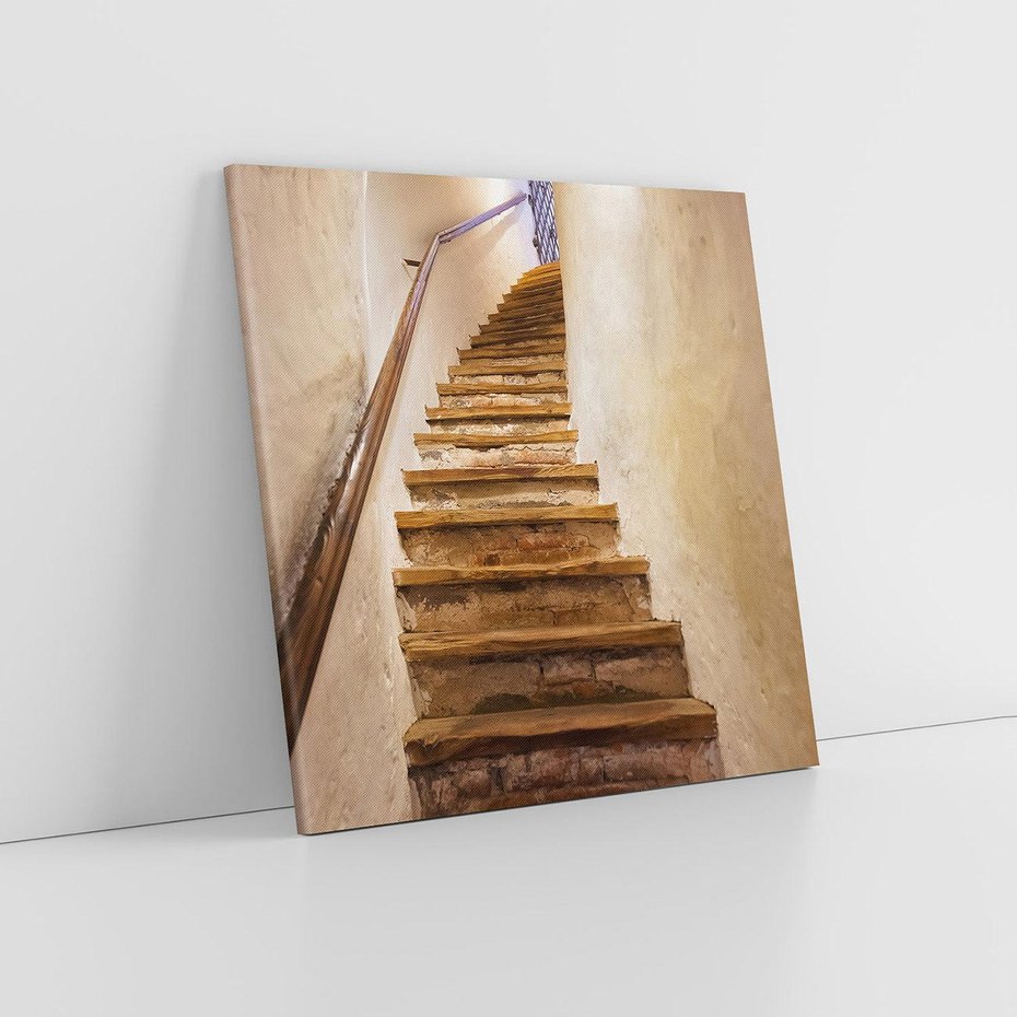 Obraz na płótnie 40x40 - Schody Wymiarów - schody, tunel