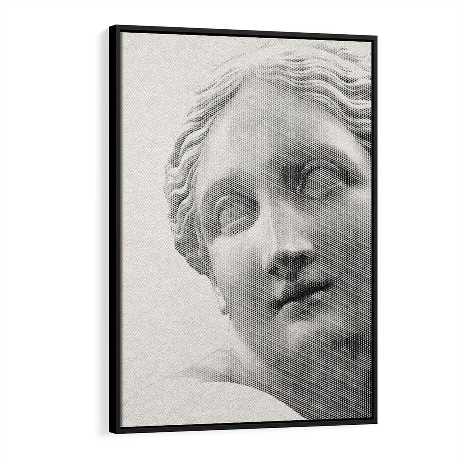 Obraz w ramie 70x100 - Szarość w Kamieniu - monochromatyczna marmurowa rzeźba, odcienie szarości - rama czarna