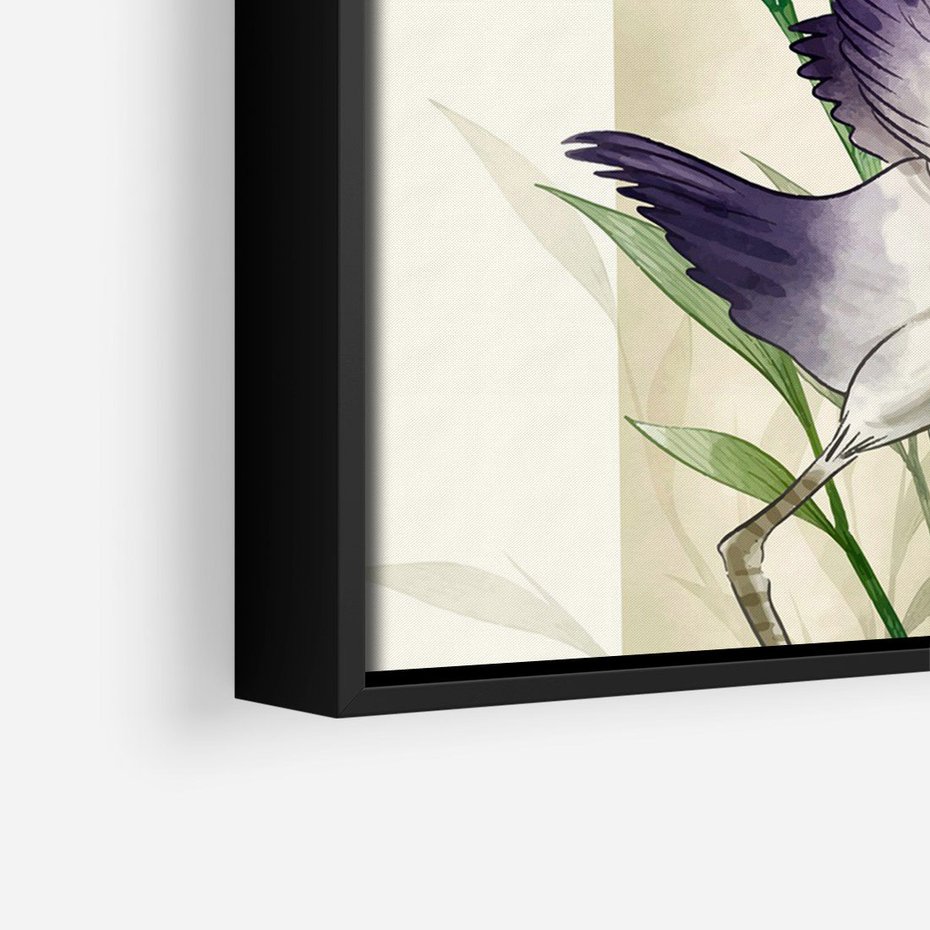 Obraz w ramie 50x70 - Migocące Ptaki - japońska sztuka, ptak - rama czarna