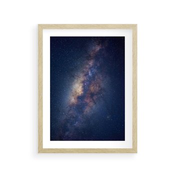 Plakat w ramie 30x40 - Wśród Gwiazd - rozgwieżdzone niebo, droga mleczna - rama drewno