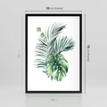 Plakat w ramie 50x70 - Liście i Życie: Akwarelowa Oaza - akwarelowy obrazek, pamy - rama czarna